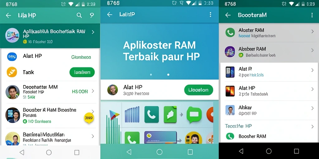 Antarmuka aplikasi Booster RAM 8768 yang mudah digunakan.