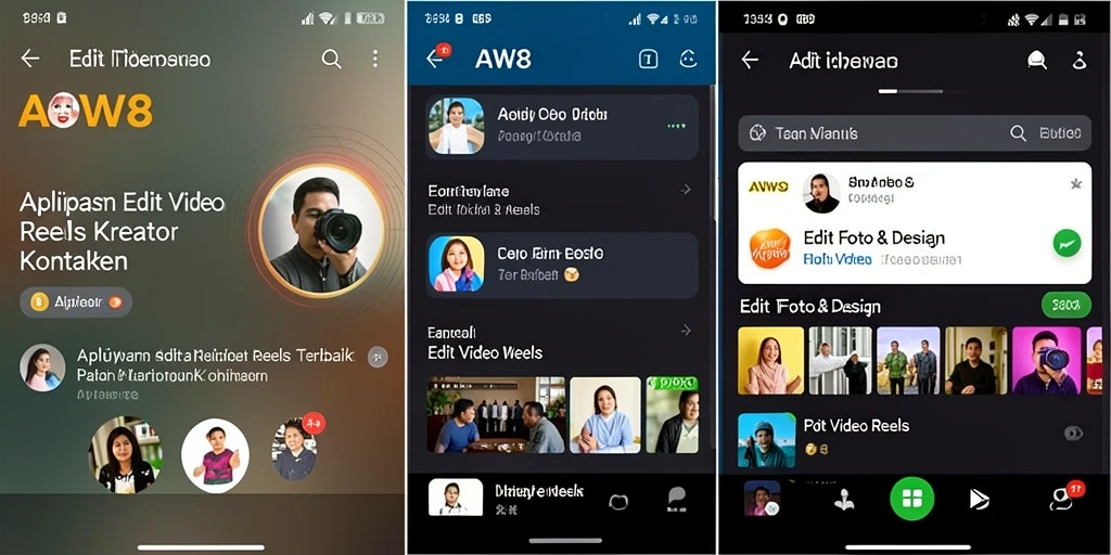 Tampilan antarmuka AW8 untuk Edit Video Reels yang intuitif dan fungsional.