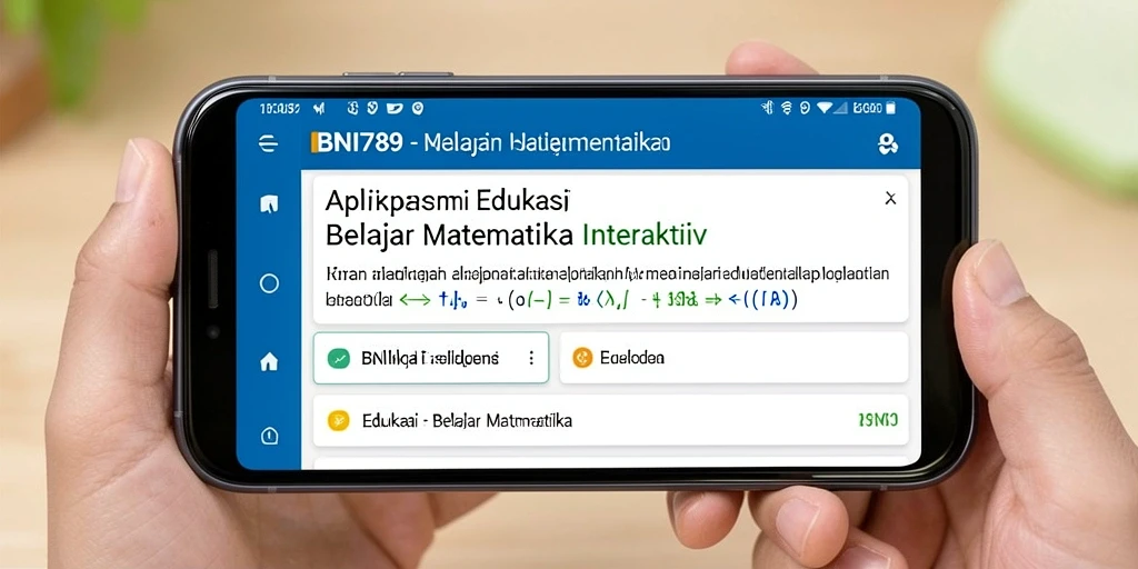 Screenshot aplikasi BNI789 menampilkan fitur belajar Matematika yang interaktif.