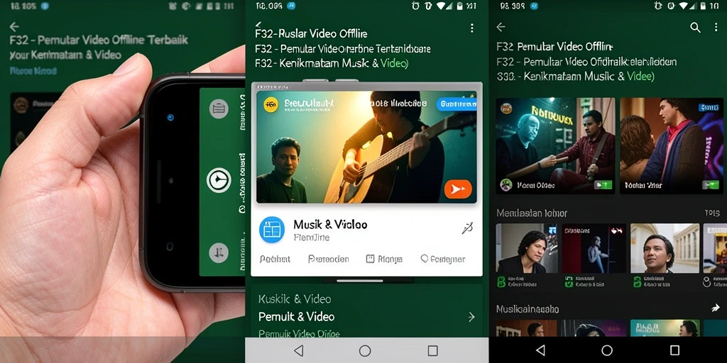 Tampilan antarmuka F32 yang mudah digunakan untuk pemutar video offline.