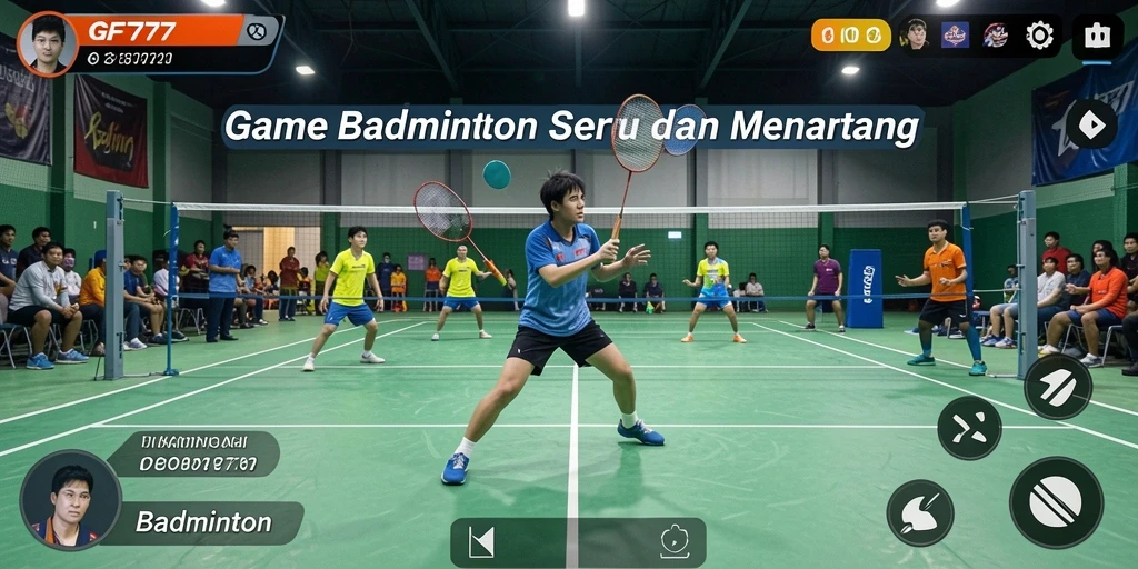 Screenshot GF777 yang menunjukkan gameplay badminton yang menarik.