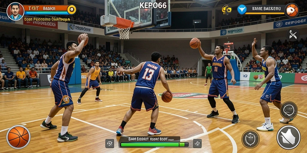 Tampilan antarmuka KEPO66 yang memukau saat bermain basket.