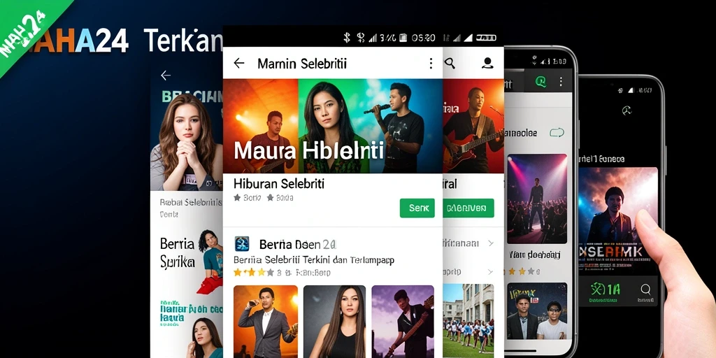 Tampilan antarmuka MAHA24 yang menarik dengan berita selebriti terbaru.