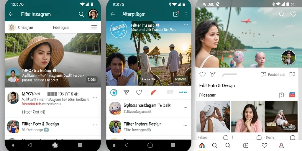 Antarmuka MPO76 menampilkan berbagai filter Instagram yang menarik dan mudah digunakan.